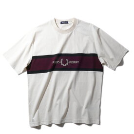 フレッドペリー エンブロイダリーパネルTシャツ M2405 560エクリュ FRED PERRY メンズ 半袖 2026年春夏 2026SS