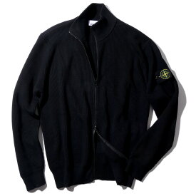 ストーンアイランド ジップアップ ニットカーディガン 5100126 V0029ブラック STONE ISLAND リブ編み ORGANIC COTTON メンズ ブランド 2026SS 2026年春夏