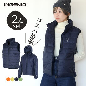 【5%オフ★クーポン】【50%OFF】ダウンベスト 中綿 ベスト ウインドシェル付き INGENIO ウィンドジャケット ダウンベスト ゴルフ ウインドシェル 軽い ベスト メンズ 中綿 暖かい 撥水 スポーツ フード付き レディース アウトドア 軽量ジャケット