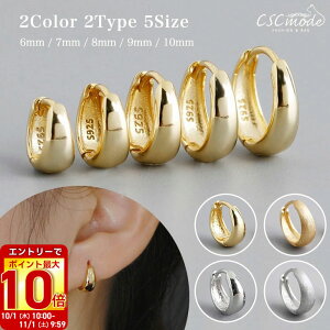 【10月エントリーでP10倍】【5サイズ展開】 ピアス シンプル 6mm 7mm 8mm 9mm 10mm つけっぱなし メンズ レディース シルバー ゴールド ステンレス フープピアス リングピアス 小さめ シンプル 可愛