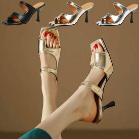 【ファッションザセール 最大 50％OFF 半額】サンダル トング ミュール ピンヒール オープントゥ 20.5cm 21cm 21.5cm 22cm 22.5cm 23cm 23.5cm 24cm 24.5cm 25cm 25.5cm 26cm 26.5cm 27cm 27.5cm 28cm 28.5cm 29cm 黒 金 銀 小さいサイズ 大きいサイズ