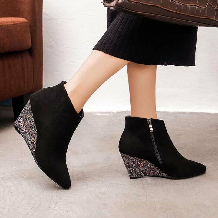 楽天市場】ブーツ ショートブーツ ブーティー ウェッジソール  