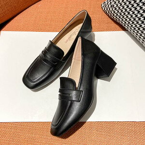 パンプス ローファー チャンキーヒール 太ヒール 肌色 白 黒 走れる 厚底 21.5cm 22cm 22.5cm 23cm 23.5cm 24cm 24.5cm 25cm 小さいサイズ 大きいサイズ ビジネス