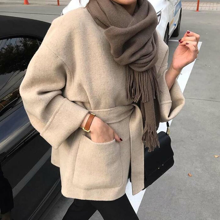 楽天市場 コート ショートコート ミディアムコート キャメル リボン Vネック ジャケット ベル袖 ショート ノーカラーコート ノーカラー レディース コートレディース コートキャメル コート茶 普段着 ビジネス 通勤 結婚式 デート Mode Shelter