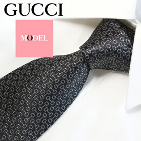 グッチ GUCCI ネクタイ メンズ ビット柄 黒 ブラック グレー 総柄 シルク 新品 本物 正規品 アウトレット 367483 4B002 1062