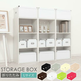 折りたたみ収納ボックス カラーボックス 小物収納 ストレージボックス 収納ケース 収納箱 フタ付き ふた付き 文具 雑誌 本 CD DVD 収納 ボックス ホワイト 白 ブラック ブラウン ピンク 黒 おしゃれ L