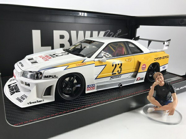 イグニッションモデル製　1/18  LB-ER34 スーパー シルエット スカイライン   （ホワイト/イエロー）　  加藤 渉フィギュア付き  イグニッションモデル製　IG2704