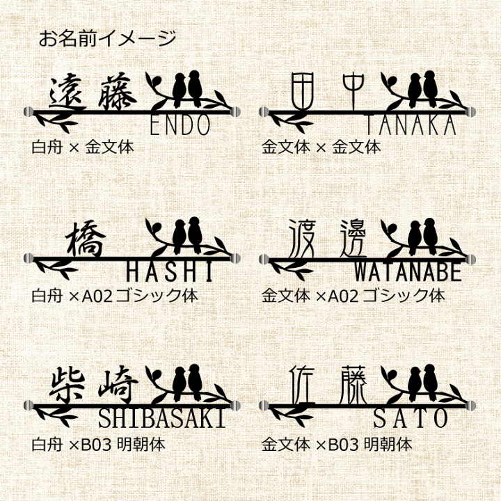 楽天市場】表札 ステンレス【タンタンドル】3mm厚 漢字 2羽の