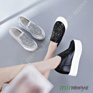 インヒール スリッポン レディース ウェッジソール スニーカー キラキラ グリッター 厚底 インヒールスリッポン カジュアルシューズ 厚底スニーカー ヒール