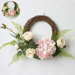 リース ドアリース 造花 バラ アジサイの花 店舗 玄関 壁掛け 庭園 飾り 結婚式 造花 花輪 撮影 道具 インテリア ラベンダー ドア飾り 部屋飾り 母の日 花