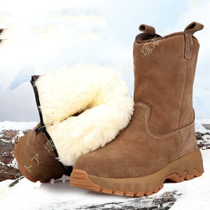 スノーシューズ メンズ 防寒 防水 牛革バイク ブーツ 裏ボア 滑り止め スノーブーツ 耐衝撃性 トレッキング アウトドアブーツ 厚底 スノトレ 滑らない 冬 靴