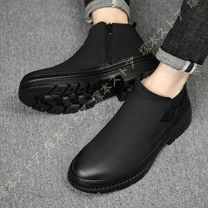 防寒対策 スノーシューズ メンズ 防滑 防寒ブーツ 裏ボア レザー ワークブーツ ハイカット バイクブーツ 冬用 厚底 滑り止め スノーブーツ トレッキング