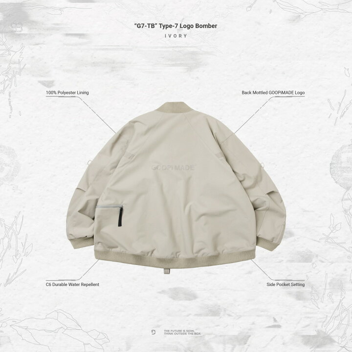 楽天市場】GOOPiMADE | 「G7-TB」 Type-7 Logo Bomber #IVORY [GOOPI 