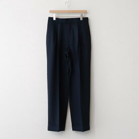 MARKAWARE｜ORGANIC WOOL TROPICAL DOUBLE PLEATED CLASSIC WIDE TROUSERS #NAVY [A24A-08PT01C]