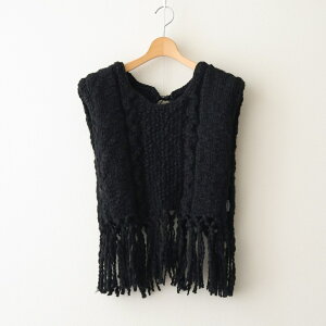 the last flower of the afternoon�b���a�� Knitted fringe vest #black [TLF-126-hkn002]