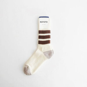 ROTOTO�bCOARSE RIBBED OLDSCHOOL CREW SOCKS #BROWN [R1255-SS26]