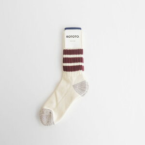 ROTOTO�bCOARSE RIBBED OLDSCHOOL CREW SOCKS #BORDEAUX [R1255-SS26]