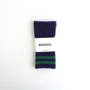 ROTOTO�bSTRIPE SEAMLESS HAND WARMER �hMERINO LAMBS WOOL�h #NAVY BLUE/GREEN [R5092-AW25]