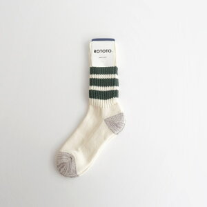 ROTOTO�bCOARSE RIBBED OLDSCHOOL CREW SOCKS #D.GREEN [R1255-AW25]