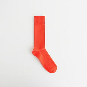 ROTOTO�bLINEN COTTON RIBBED CREW SOCKS #ORANGE RED [R1461-SS26]