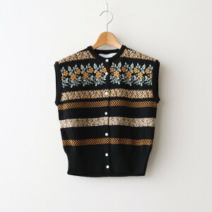 ASEEDONCLOUD�bFlower Jacquard Knit Vest #Black [261806]