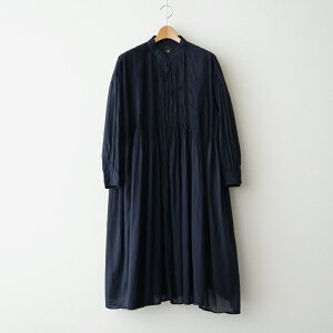 maison de soil�b80s ORGANIC VOILE STRIPE (OVERDYE) BANDED SHIRT DRESS WITH MINI PINTUCK #3960 MARINE [NMDS26514D]