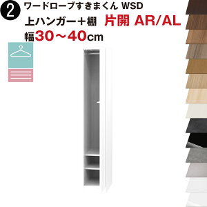 ワードローブすきまくん WSD 上ハンガー+棚 片開 AR(右開)/AL(左開) 幅30〜40cmセミオーダー 完成品 国産 日本製 ハンガーラック ラック 収納 収納家具 おしゃれ インテリア