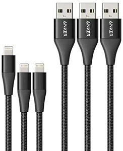 y300~N[|tz AJ[ PowerLine+ II CgjOP[u MFiF iPhone 12 / 12 Pro / 11 / SE(2) eΉ (0.9m x 2 + 1.8m x 1 ubN) 