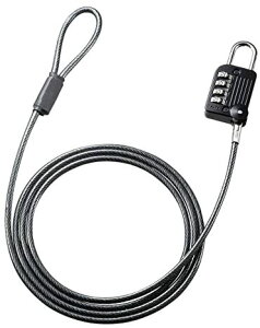 【ポイント2倍】 サンワサプライ セキュリティワイヤー一体型ダイヤル錠(ブラック) SLE-32S 送料無料