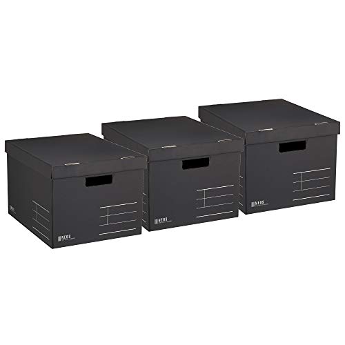 コクヨ 収納ボックス NEOS Lサイズ フタ付き ブラック 3個セット A4-NELB-DX3AM | モバイルサポートのモデラート