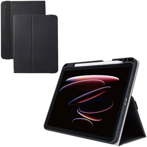 �y�|�C���g2�{�z �y200�~���N�[�|���t�z�G���R�� iPad Air 11�C���` (M3/M2) 10.9 (��5���� ��4����) �P�[�X �\�t�g���U�[ �y�� 2�̃X�^���h���[�h �^�b�`�y���z���_�[�t�� �u���b�N TB-A25MPLF2BK