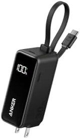 【500円引クーポン付】 Anker Power Bank (30W, Fusion, Built-In USB-C ケーブル) (5000mAh 22.5W出力モバイルバッテリー搭載 30W出力USB充電器) / LEDディスプレイ搭載/USB-Cケーブル一体型/コンセント一体型/折りたたみ式プラグ 1台3役 (ブラック)