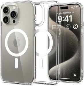�y�|�C���g2�{�z �y�N�[�|���t�z Spigen iPhone 15 Pro Max �P�[�X �N���A MagSafe�Ή� �ČRMIL�K�i �E���g���E�n�C�u���b�h�E�}�O�t�B�b�g ACS06576 (�z���C�g)
