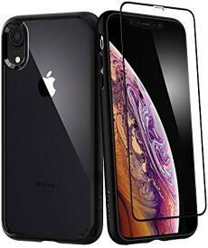 Spigen iPhone XR ケース 6.1インチ 対応 [ガラスフィルム+ケース セット] 360度保護 全面 保護 背面 クリア 耐衝撃 米軍MIL規格取得 充電 ワイヤレス充電 ウルトラ・ハイブリッド360 064CS24887 (ブラック)