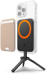 �y�|�C���g2�{�z �y�N�[�|���t�z Spigen ���B��_ iPhone Magsafe �X�}�z�X�^���h �O�r �p�x�����\ �Z���t�B�[ iPhone 15/14/13/12 �V���[�Y �Ή� S319 AMP05994 (�u���b�N)