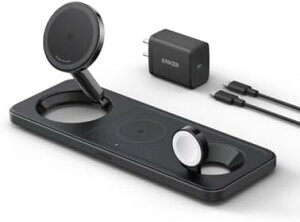 y1,000~N[|tz Anker MagGo Wireless Charging Station (3-in-1 Pad) 2Ή }Olbg 3-in-1 CX[dXe[V/CXo/Apple Watchz_[t MagSafeΉ iPhone 15 / 14 / 13 ubN