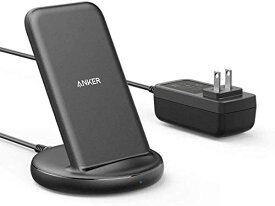 【200円引クーポン付】 アンカー Anker 充電器 PowerWave II Stand ワイヤレス充電器 ACアダプタ付属 Qi認証 iPhone 14 / 13シリーズ Galaxy Pixel 各種対応 最大15W出力 (ブラック) 送料無料