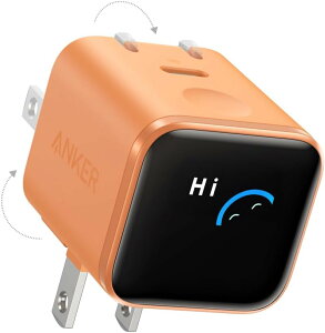 �y�|�C���g2�{�z �y�N�[�|���t�zAnker Nano Charger (45W, Display, �X�C���O�v���O)�I�����W USB PD USB-C �}���[�d��yPSE�Z�p��K��/��180�x�܂肽���ݎ��v���O�ziPhone MacBook Air ���̑��e��@��Ή� iPho