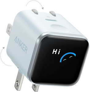 �y�|�C���g2�{�z �y�N�[�|���t�zAnker Nano Charger (45W, Display, �X�C���O�v���O)�u���[USB PD USB-C �}���[�d��yPSE�Z�p��K��/��180�x�܂肽���ݎ��v���O�ziPhone MacBook Air ���̑��e��@��Ή� iPhone 1
