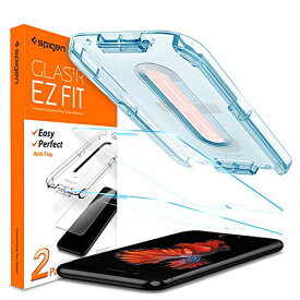 【200円引クーポン付】 Spigen EZ Fit ガラスフィルム iPhone 8、iPhone 7 シュピゲン 用 貼り付けキット付き iPhone8、iPhone7 用 保護 フィルム 2枚入 送料無料