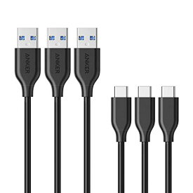 【200円引クーポン付】 アンカー Anker USB Type C ケーブル PowerLine USB-C & USB-A 3.0 ケーブル (0.9m × 3本セット) Xperia/Galaxy/LG/iPad Pro/Air MacBook その他 Android 等 USB-C機器対応 テレワーク リモート 在宅勤務 ブラック 送料無料