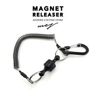 【マラソンP5倍！】強力マグネットリリーサー スパイラルコード カラビナフック付き 磁石 耐荷重2kg 小型…