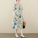 プリントワンピース チュニック シャツワンピース ロングワンピース プリント きれいめ ワンピ 大きいサイズ レディース 半袖 体型カバー 着痩せ 総柄 上品 カジュアル 大人 夏 春 20代 30代 40代50代 60代