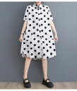 ドットシャツワンピース チュニック ロング 半袖 ワンピース Tシャツ カットソー 夏 春 ブラウス 大きいサイズ 上品 きれいめ レディース 大人 シャツワンピース カジュアルワンピース 春 ロングシャツ ワンピ スカート 女性 体型カバー 可愛い 涼し 洗濯機可能