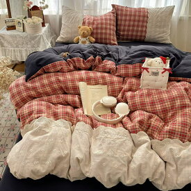 布団カバー シングル チェック 3、4点セット 布団カバーセット かわいい 掛け布団カバー 敷布団カバー セミダブル キッズ おしゃれ 可愛い 布団セット シーツカバー ベッドシーツ カバーセット ボックスシーツ オールシーズン マットレスカバー 北欧 清潔 丸洗い 通気吸湿