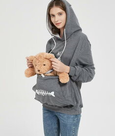 パーカー プルオーバー カジュアル キャリーバッグ スリング 抱っこ 猫 ペット 男女兼用 春秋冬 可愛い ペット用品 猫いれ にゃんこ ポケット付き にゃんこ ポケット 猫愛好家 寄り添うポーチ 犬 カンガルー 猫 犬 小動物 ペット用品 フリース パーカーと寄り添うポーチ