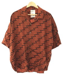 SHAREEF シャリーフ 18SS STRIPE S/S BIG SHIRTS 総柄オープンカラーシャツ オレンジ サイズ：1 【中古】