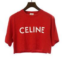 CELINE セリーヌ ロゴプリントクロップドTシャツ レッド サイズ：S 【中古】 IT6DW3G5EER4