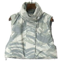 MONCLER GENIUS×HYKE モンクレールジーニアス×ハイク 23SS VANILIS PRINT GILET 総柄ダウンベスト グレー サイズ:1 レディース【中古】