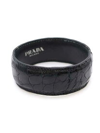 PRADA プラダ レザーワイドバングル ブラック レディース【中古】